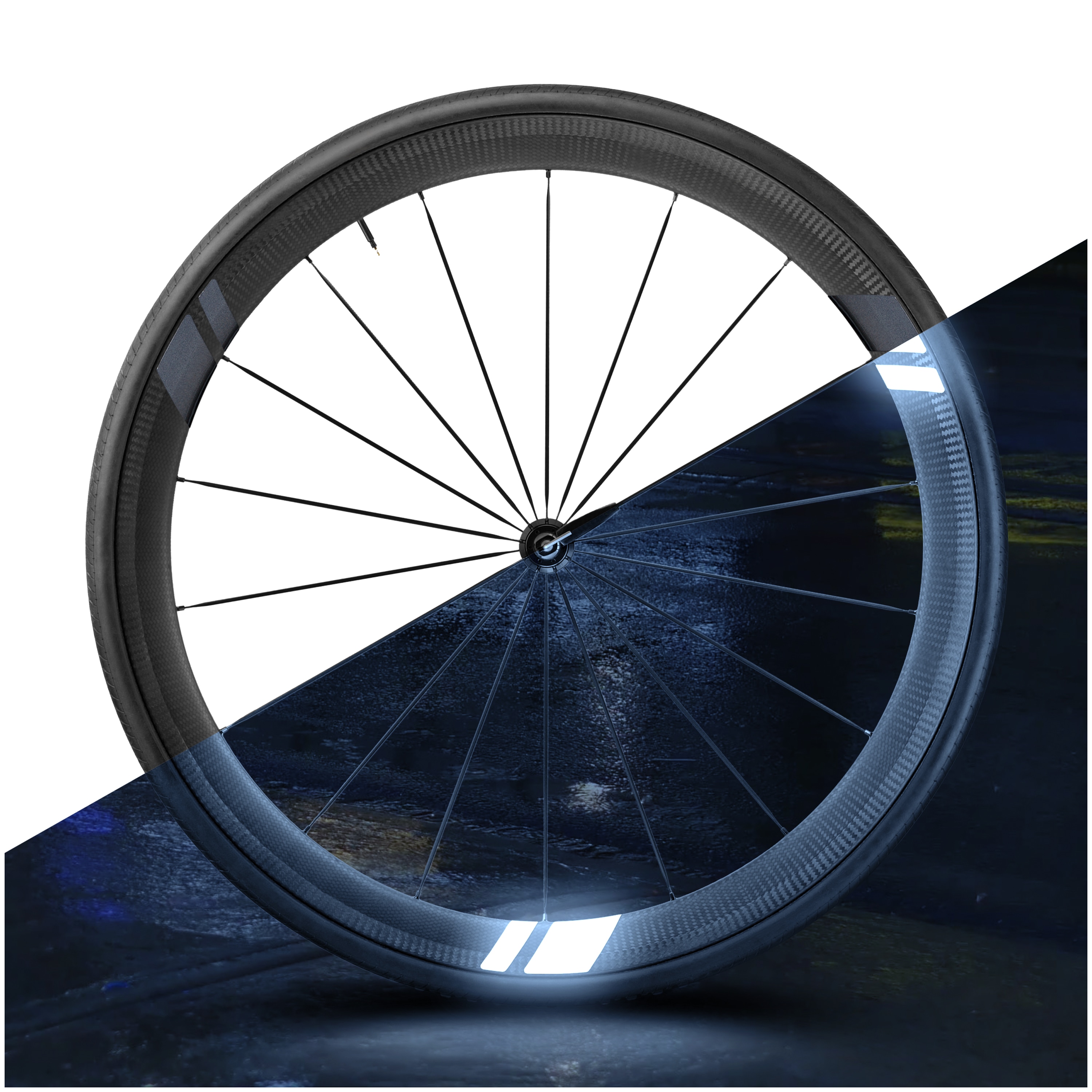 Adesivo per cerchioni di bicicletta Set di 12 Flash Arrow -  Nero riflettente