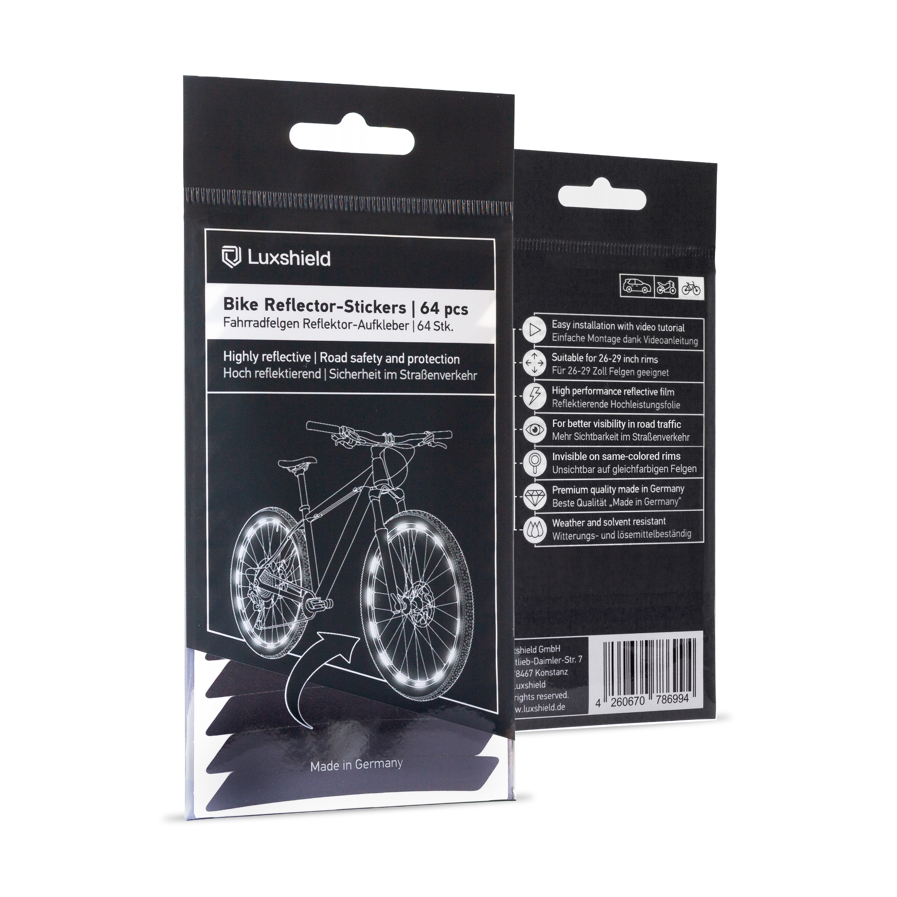 Fahrrad Felgen Reflektoren Sticker 64er Set