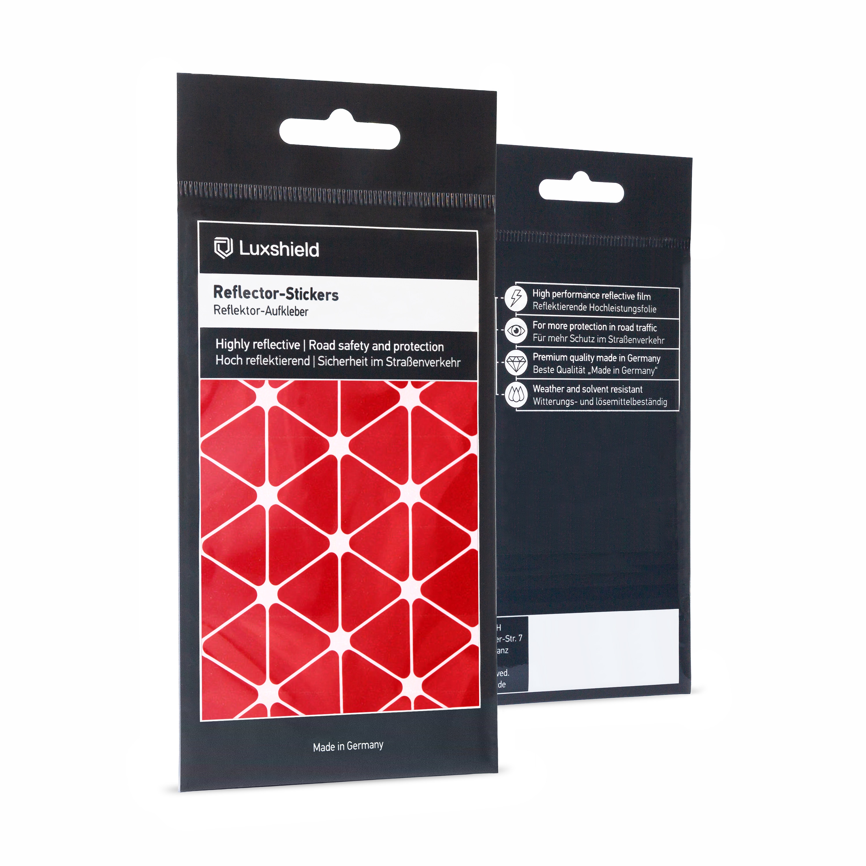 Luxshield Reflektoren Sticker Set - Dreiecke klein - für Fahrrad Roller Kinderwagen | 100% passgenau | einfache Montage | lange Haltbarkeit