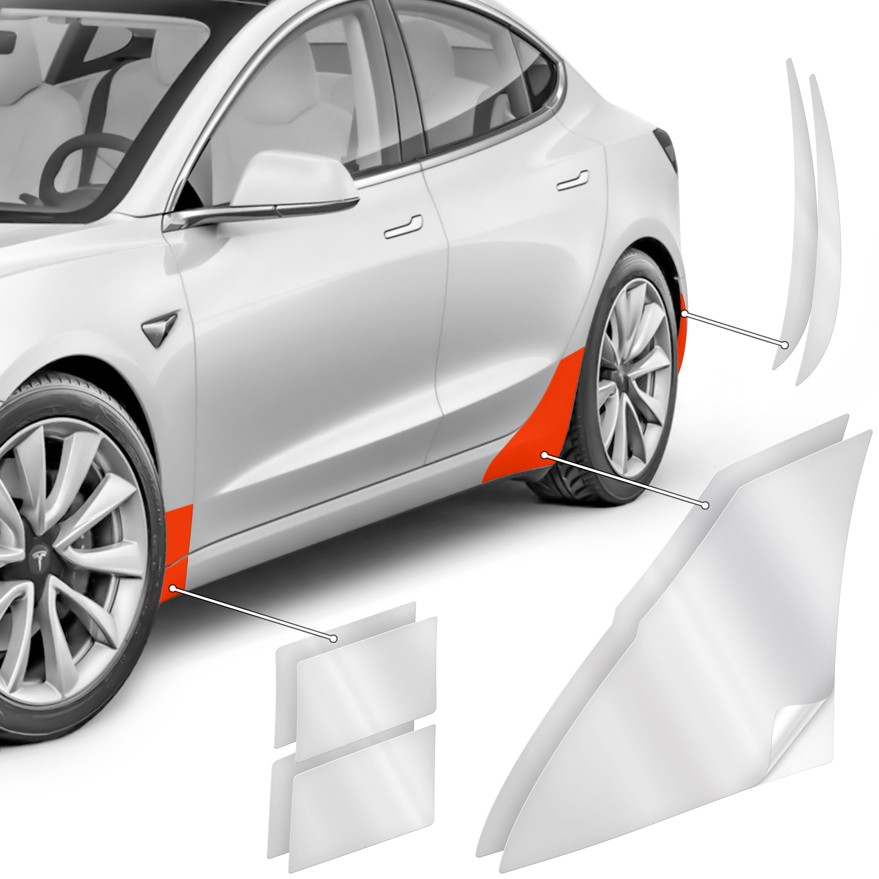 Radlaufschutzfolie Transparent für Tesla Model 3 I 2017 - 2025