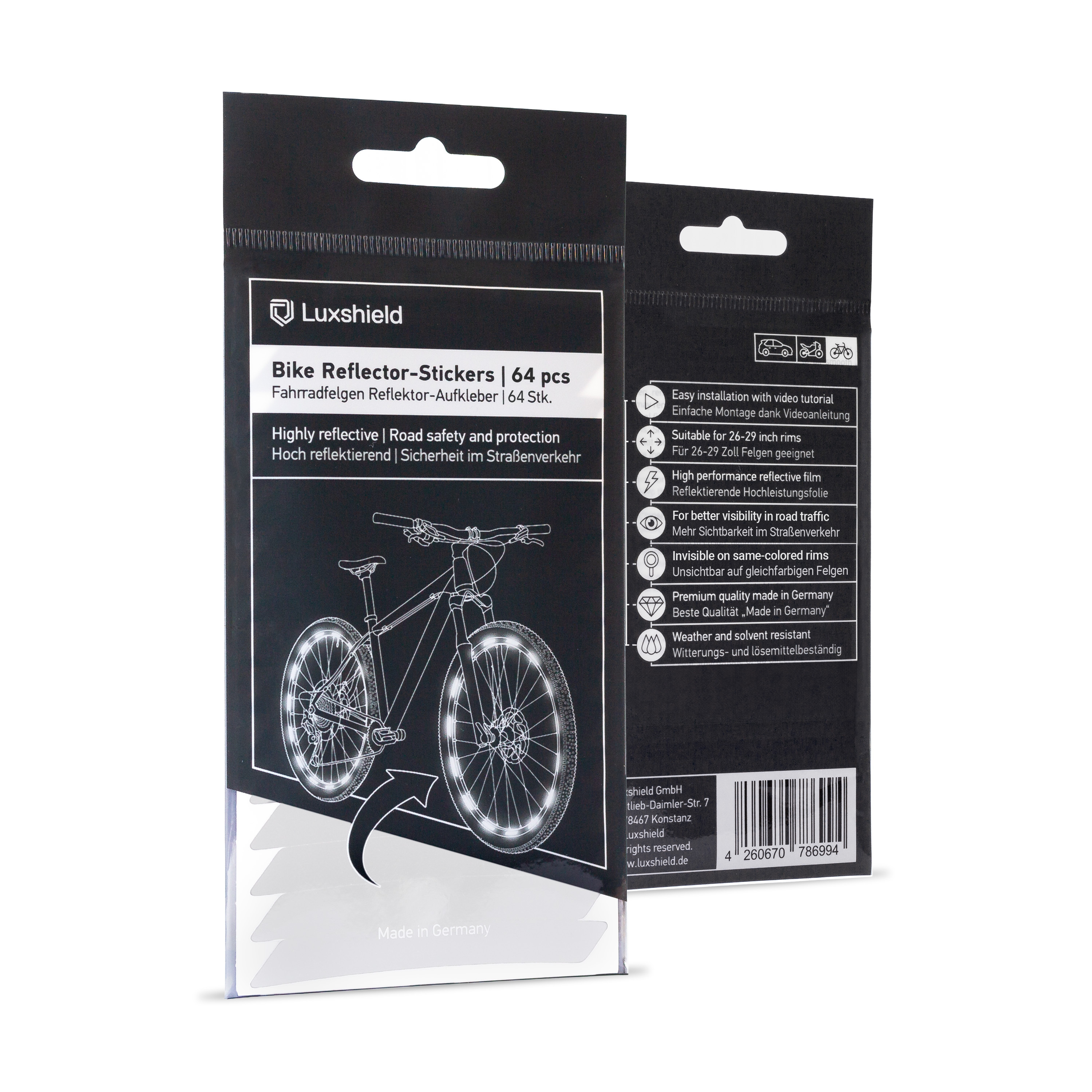 Fahrrad Felgen Reflektoren Sticker 64er Set