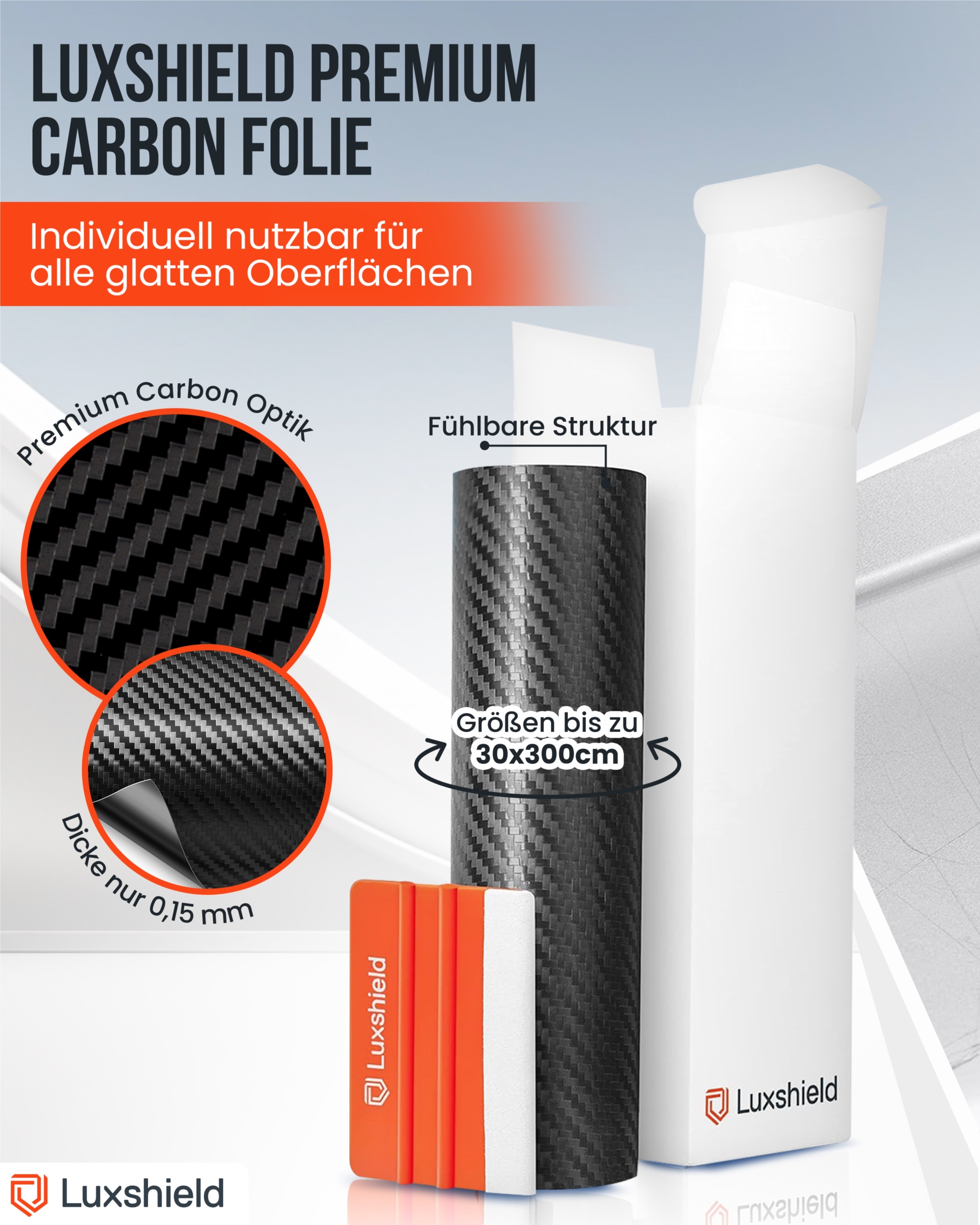 Lackschutzfolie Carbon Schwarz 20x300cm