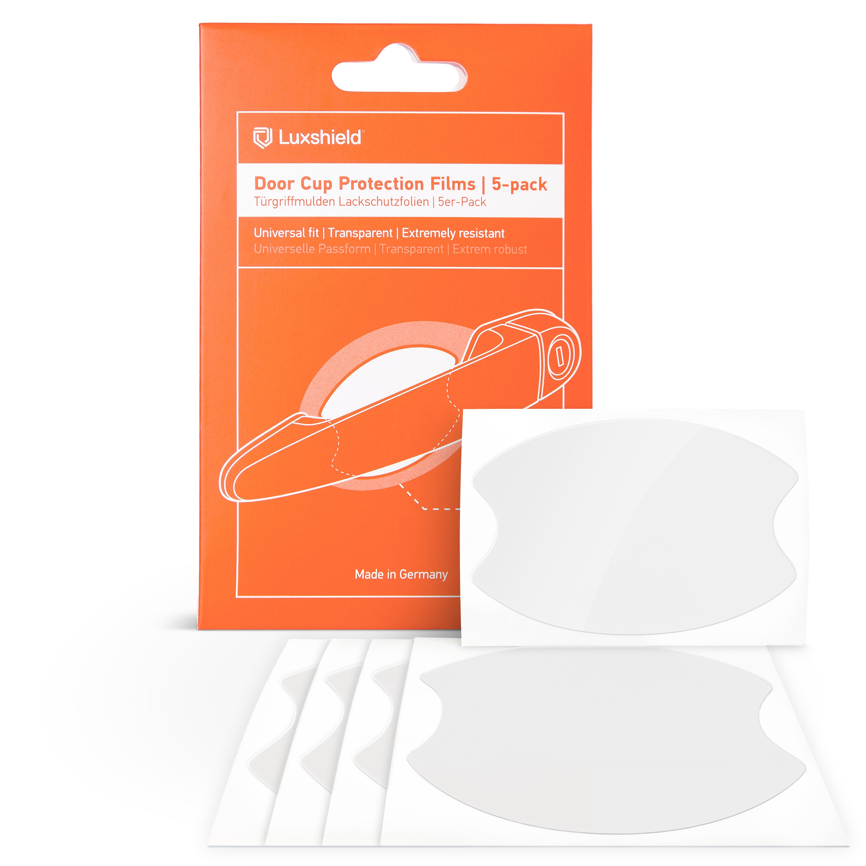 Luxshield Auto Türgriffmulden Schutzfolie Universal Regular im 5er Set | 100% passgenau | einfache Montage | lange Haltbarkeit
