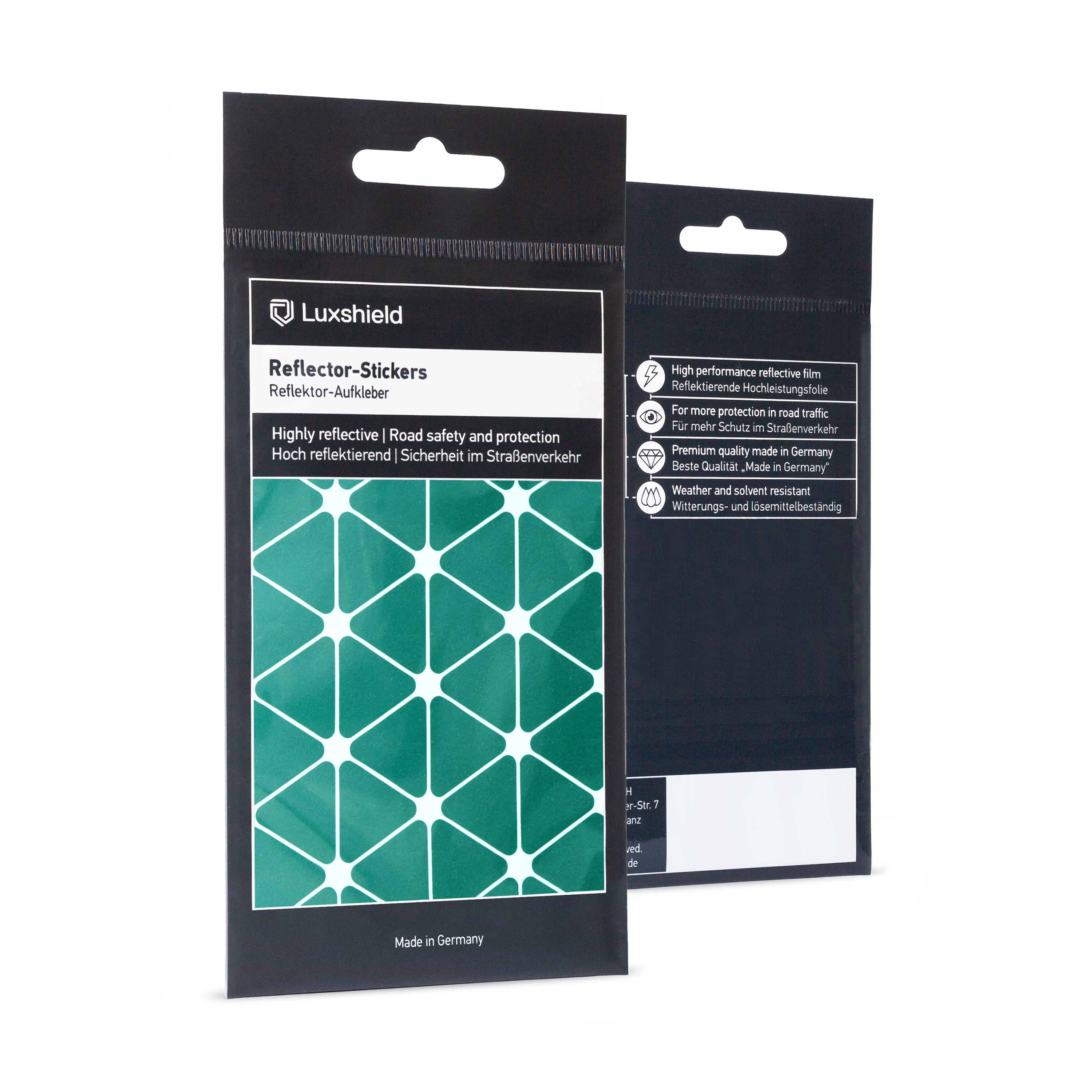 Luxshield Reflektoren Sticker Set - Dreiecke klein - für Fahrrad Roller Kinderwagen | 100% passgenau | einfache Montage | lange Haltbarkeit