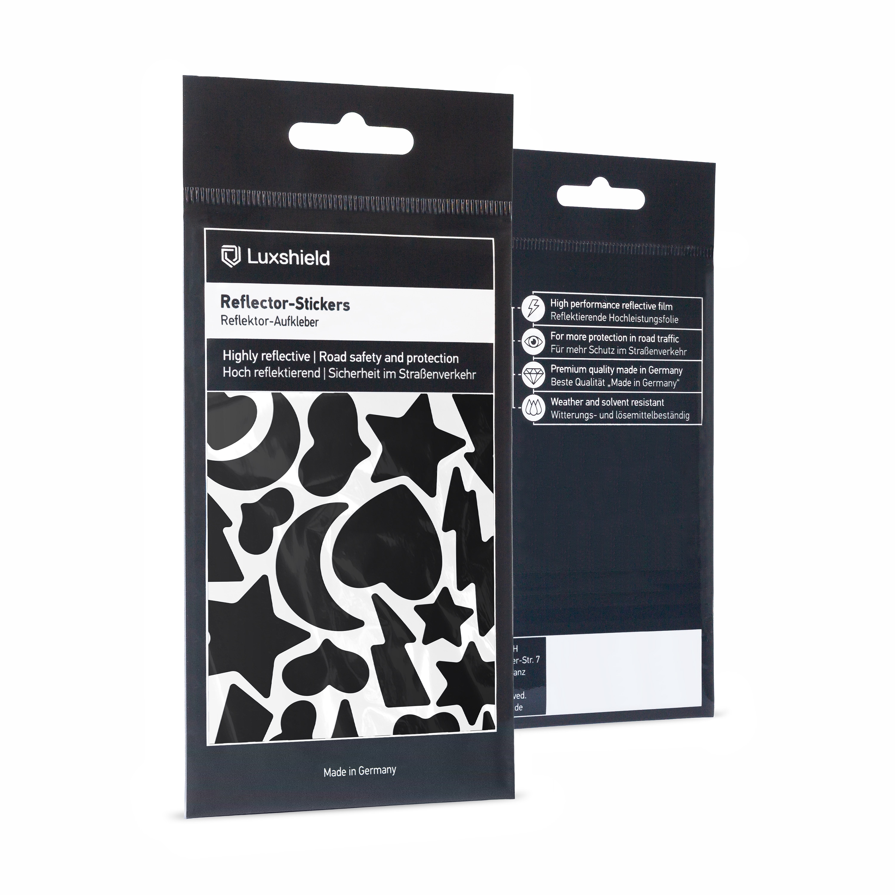 Luxshield Reflektoren Sticker Set - Himmel & Herzen - für Fahrrad Roller Kinderwagen | 100% passgenau | einfache Montage | lange Haltbarkeit