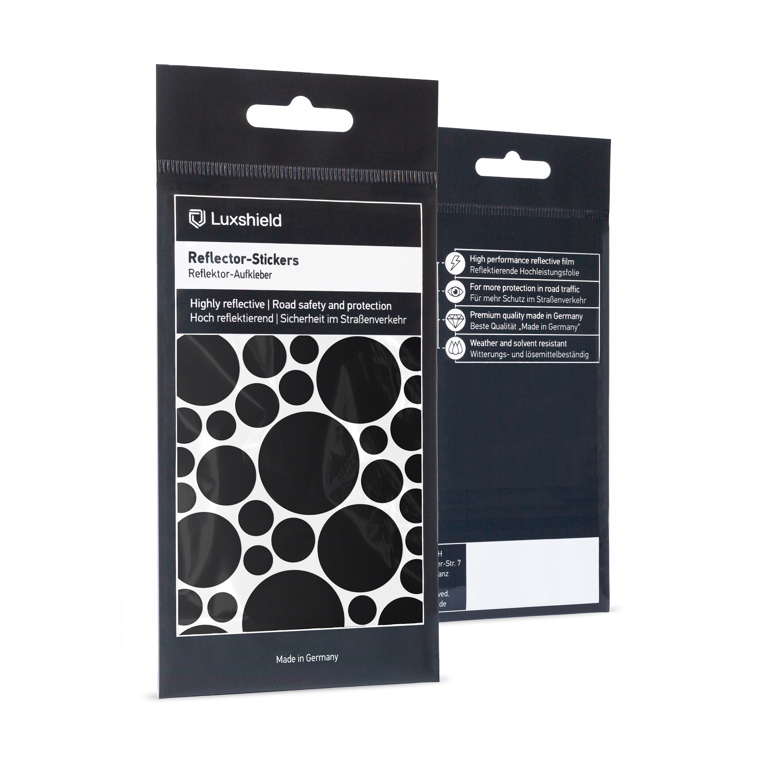 Luxshield Reflektoren Sticker Set - Kreise - für Fahrrad Roller Kinderwagen | 100% passgenau | einfache Montage | lange Haltbarkeit