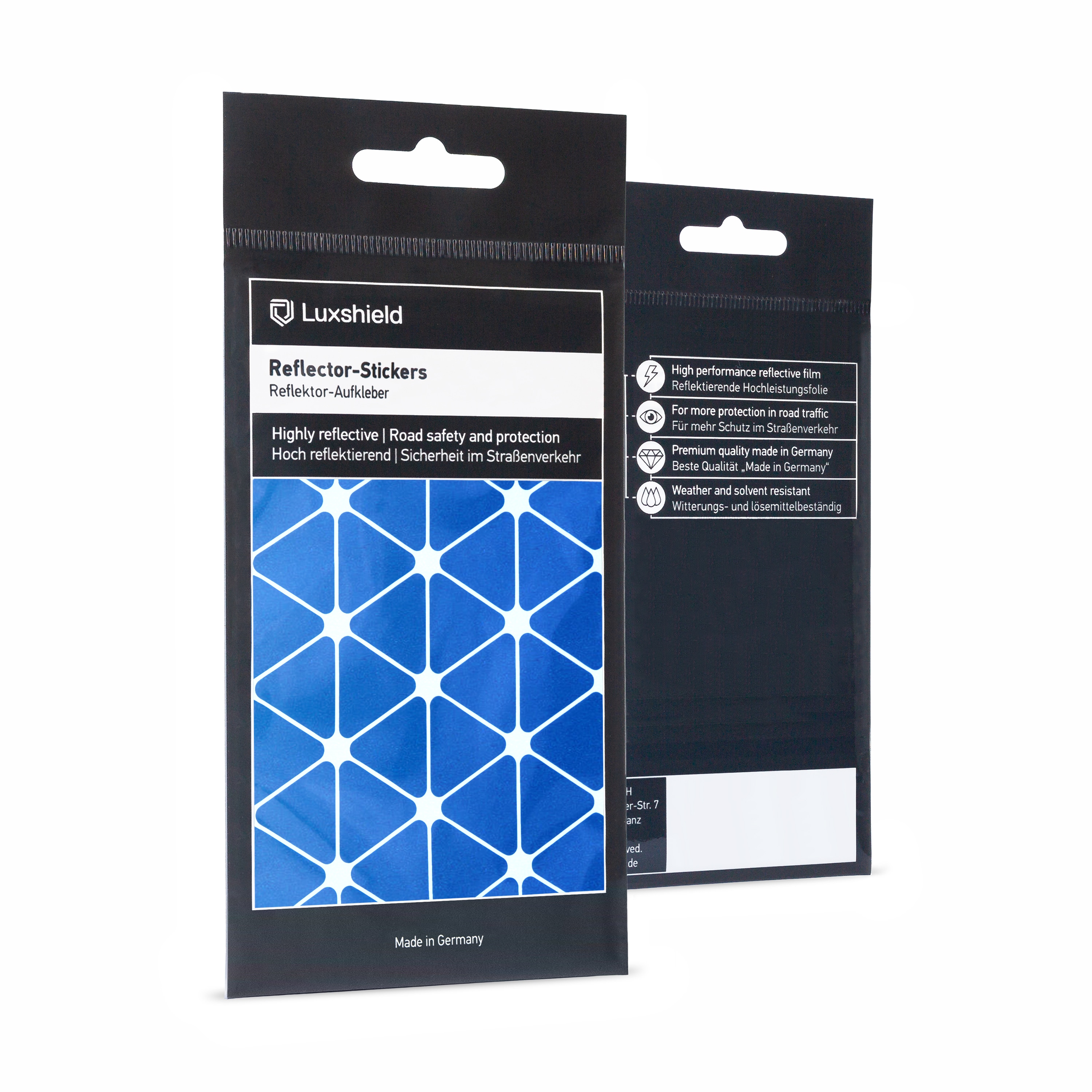 Luxshield Reflektoren Sticker Set - Dreiecke klein - für Fahrrad Roller Kinderwagen | 100% passgenau | einfache Montage | lange Haltbarkeit