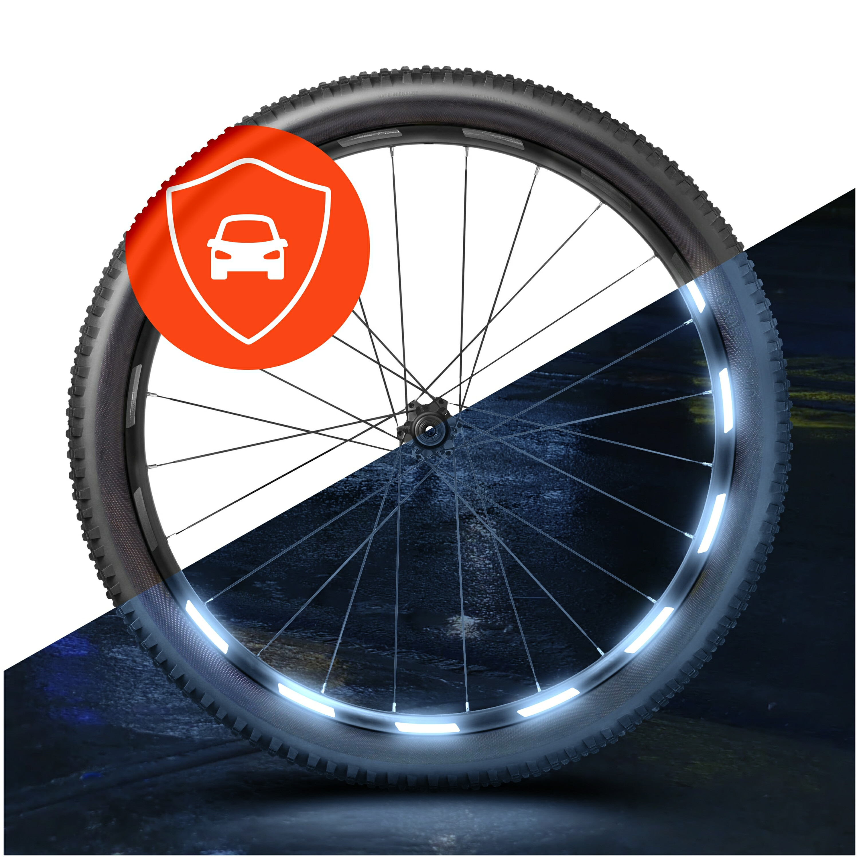 Reflektoren-Aufkleber fürs Fahrrad - 40 Streifen im Set - optimal für 27,5″  28″ und 29″ Felgen - Farbe schwarz (weiß reflektierend) - hochwertige  Sticker aus robuster 3MTM Qualitäts-Reflexfolie 